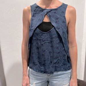 Free People Blue Keyhole Sleeveless Top-Sz Small